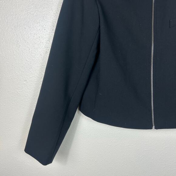 Abercrombie & Fitch Cropped Zip up Collared Jacket Black Sz Medium - Picture 4 of 7